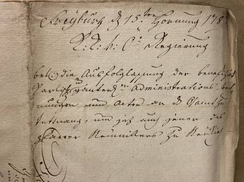 Quelle: EAF, A1_609, ID 96 Beispiel Monatsdatierung Hornung